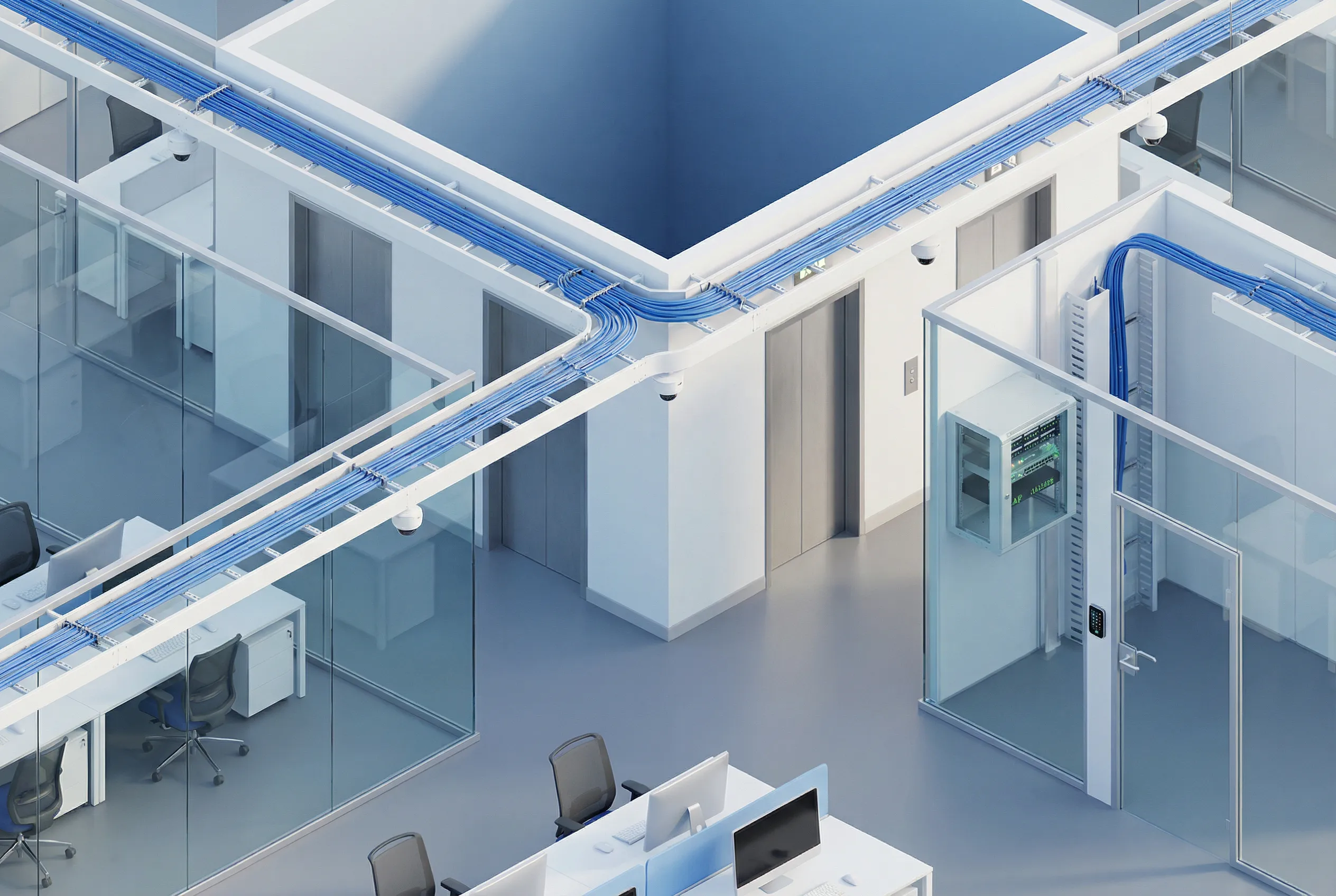 Corporate Office Floor Surveillance Cabling