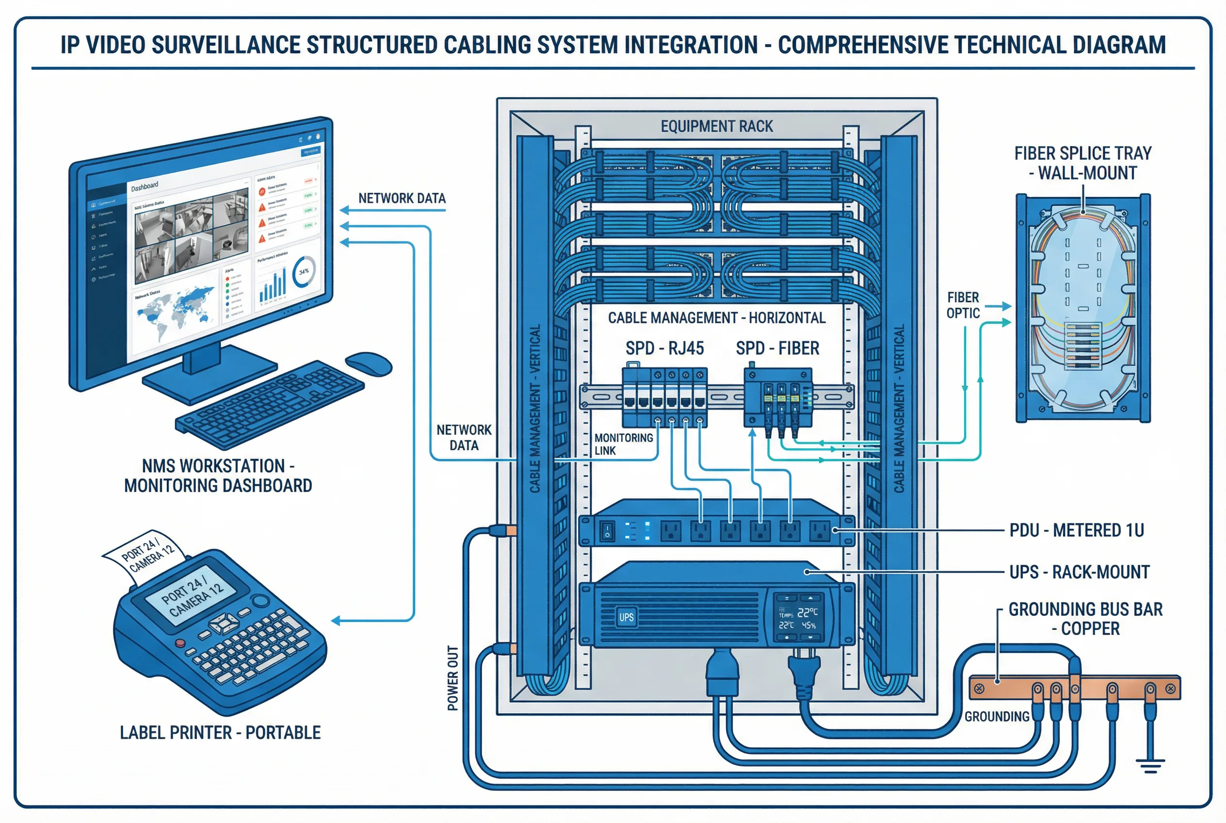 Integrated Supporting Equipment Diagram for Surveillance Cabling